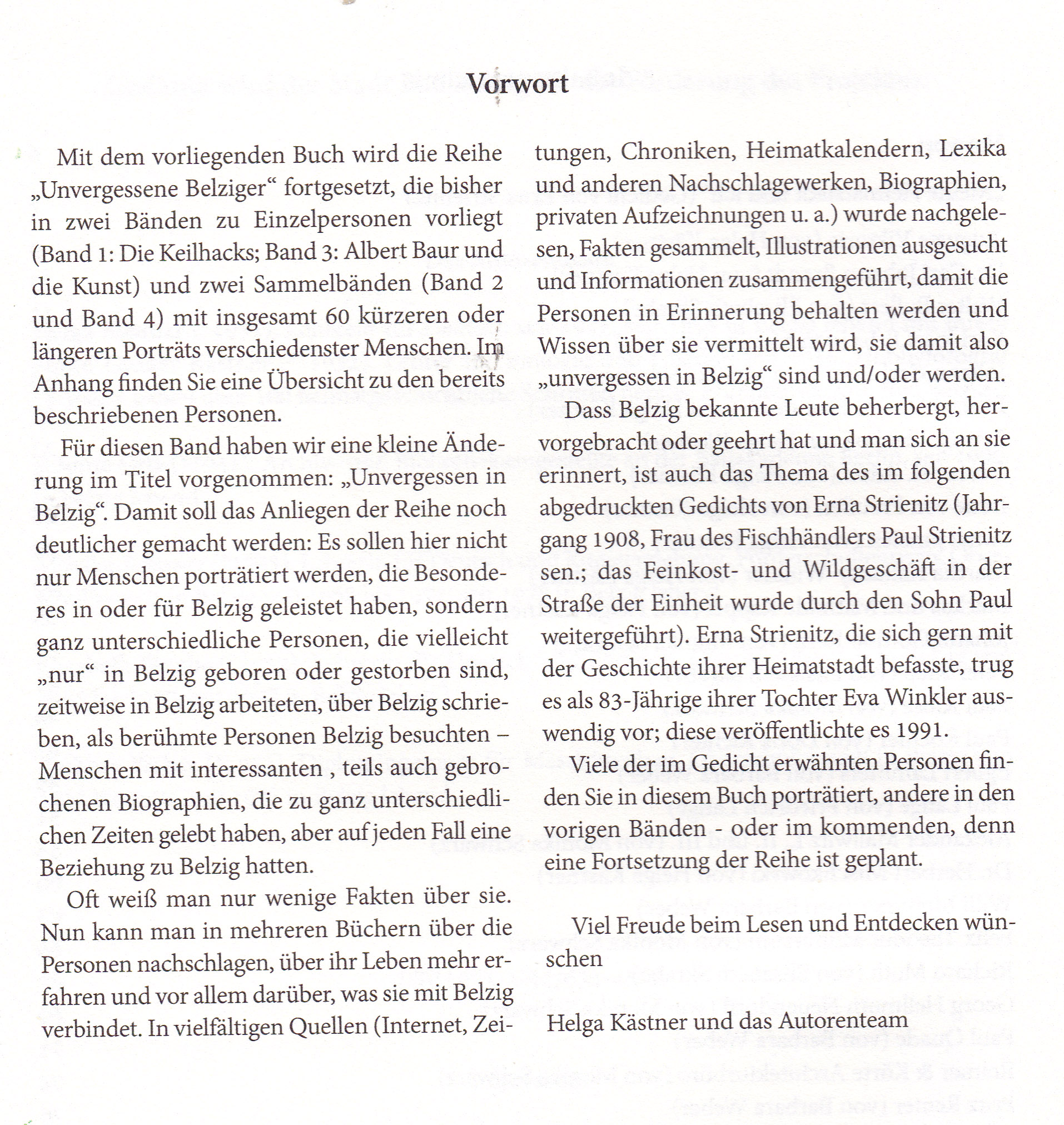 Vorwort Unvergessen in Belzig Teil 5